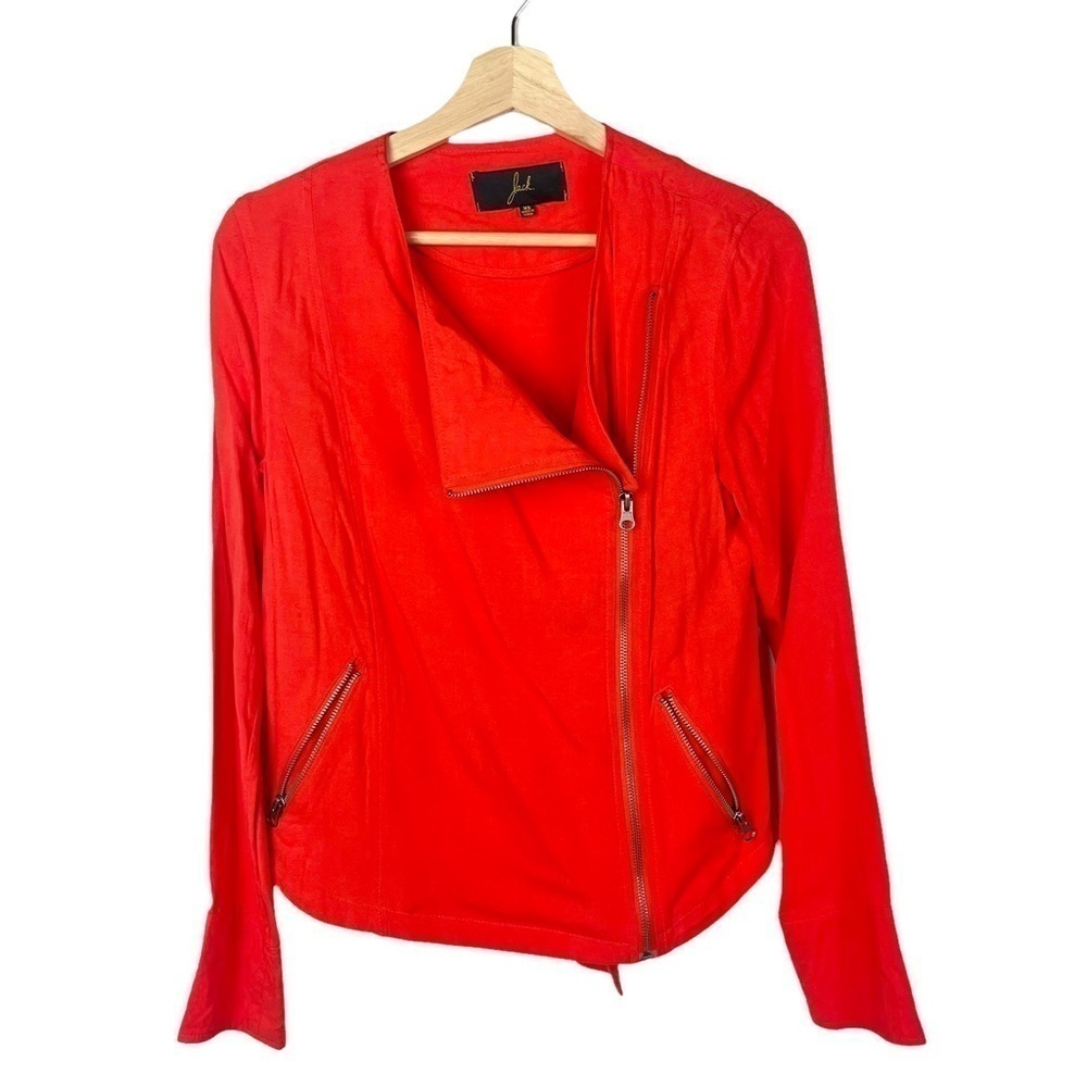 Jack by BB Dakota Red‎ Orange Lightweight Side Zip Moto Jacket XS
